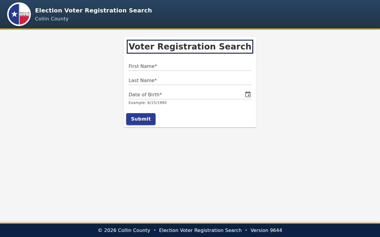 Murphy resident lookup through the Collin County voter registration search
